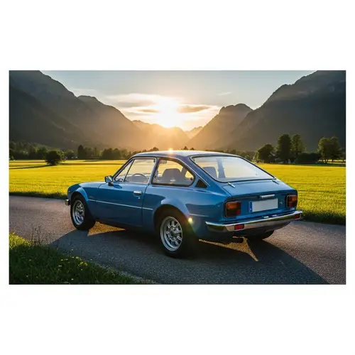 Stunning Blue Sports Car in Picturesque Landscape