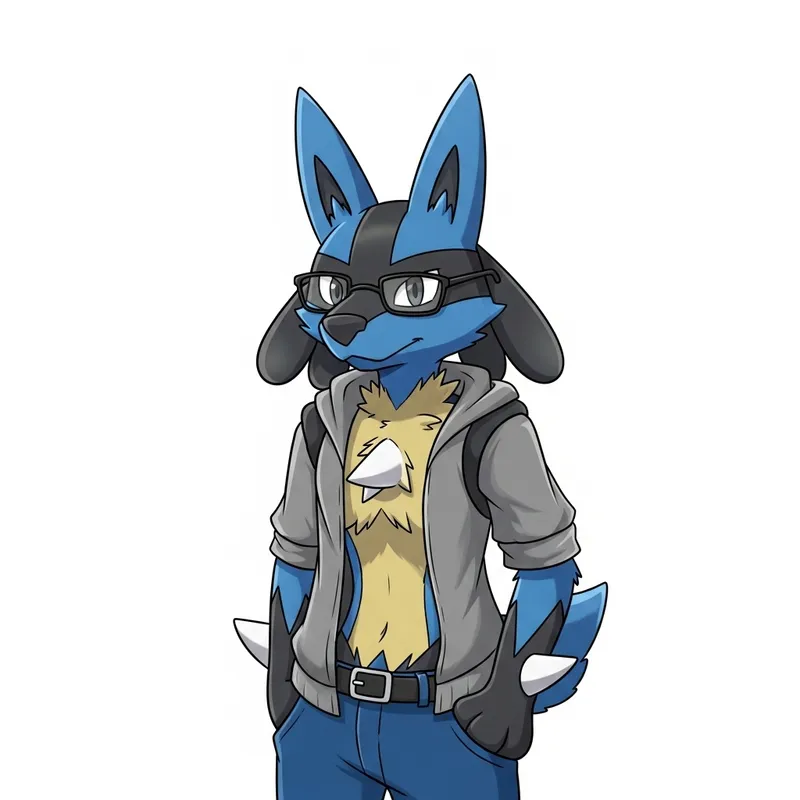 Anthropomorphized Canine Creature with Glasses and Casual Clothes Anthropomorphized Canine Creature with Glasses and Casual Clothes