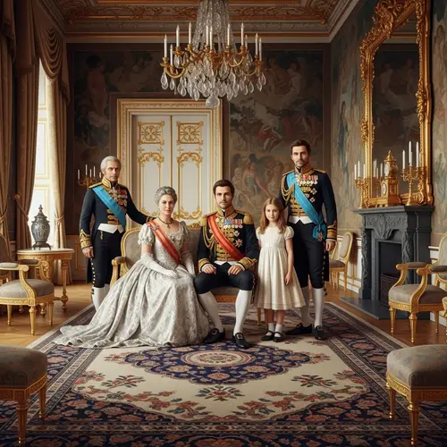 Opulent Imperial Russia Style Room with Royal Family Portrait