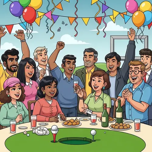 Joyous Golf Hole-In-One Celebration with Diverse Community