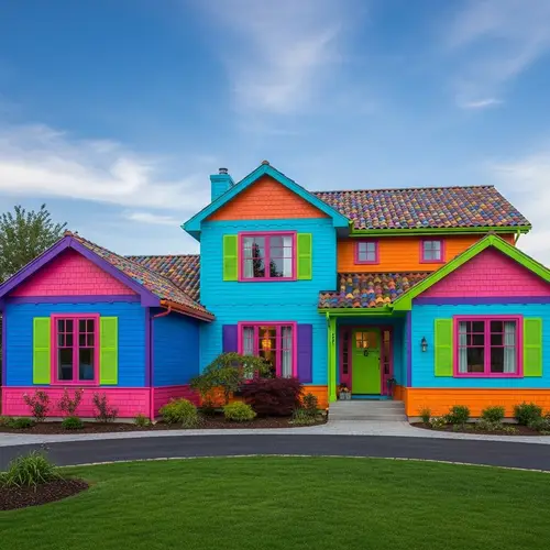 Vibrant Multicoloured House: Contemporary & Traditional Design