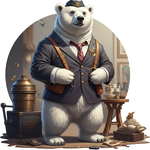 Anthropomorphized White Bear Realistic Illustration