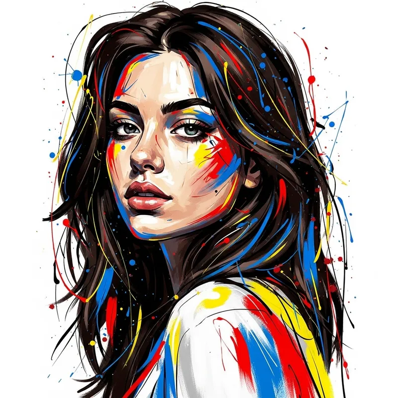 Selena Gomez: Abstract Expressionism Portrait