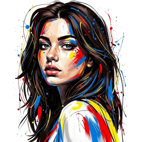 Selena Gomez in Abstract Expressionism Style