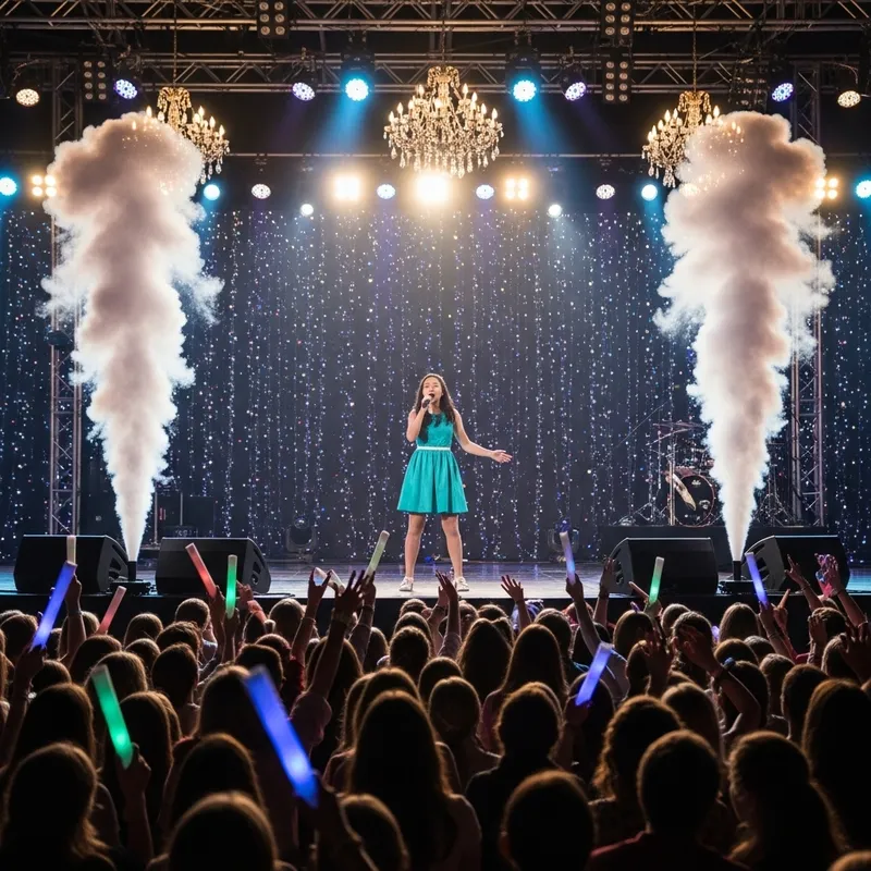 Vibrant Stage Performance by Asian Teenage Singer