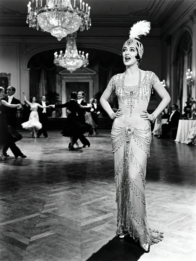 1920s Silent Film Society Lady in Grand Ballroom 1920s Silent Film Society Lady in Grand Ballroom