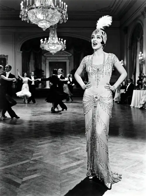 1920s Silent Film Society Lady in Grand Ballroom