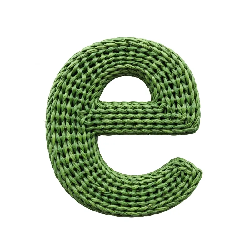 Handcrafted Green Basket Letter 'e' Design Handcrafted Green Basket Letter 'e' Design