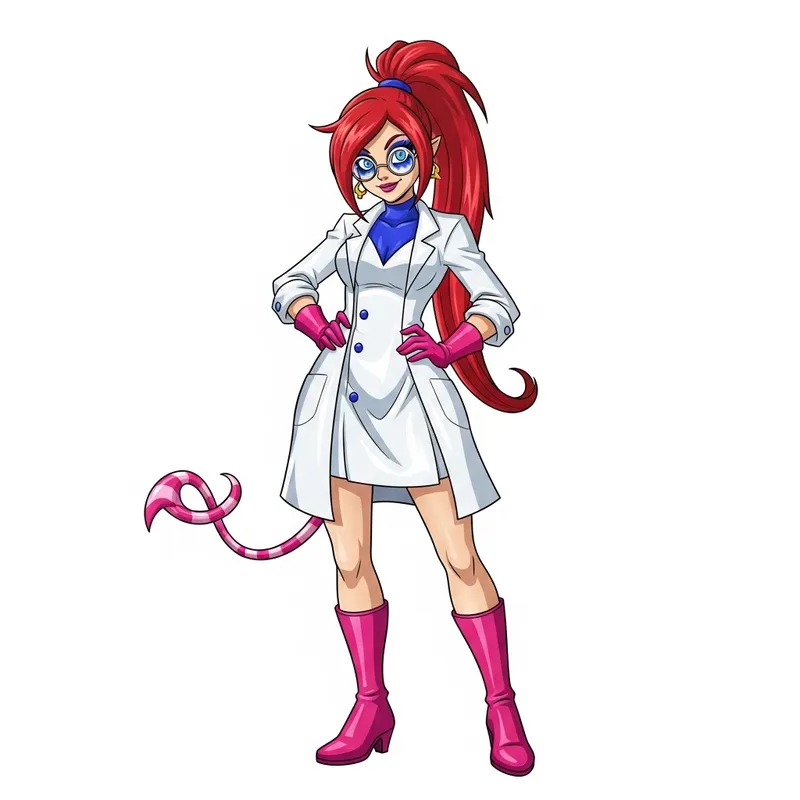 Android 21: Radiant Red-Haired Female Character with Blue Eyes