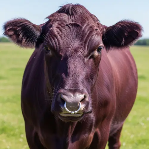 Whimsical Purple Cow with Pierced Nostril | Playful Yet Enigmatic