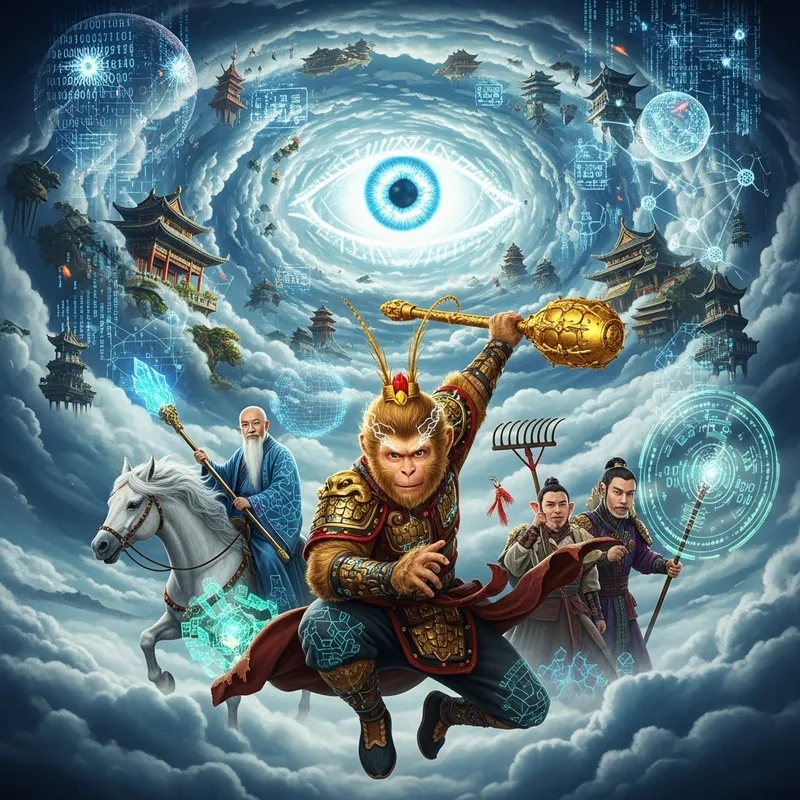 Epic Journey to the West Movie Poster Design with AI Fusion