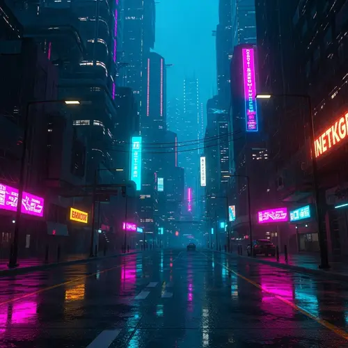 Futuristic Cyberpunk Urban Landscape Artwork