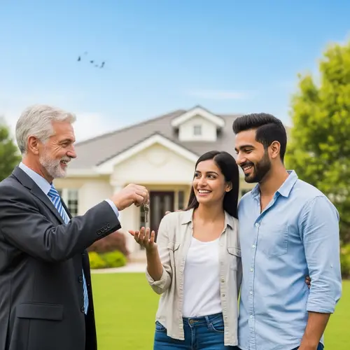 New Home Joy: Real Estate Agent & Happy Owners