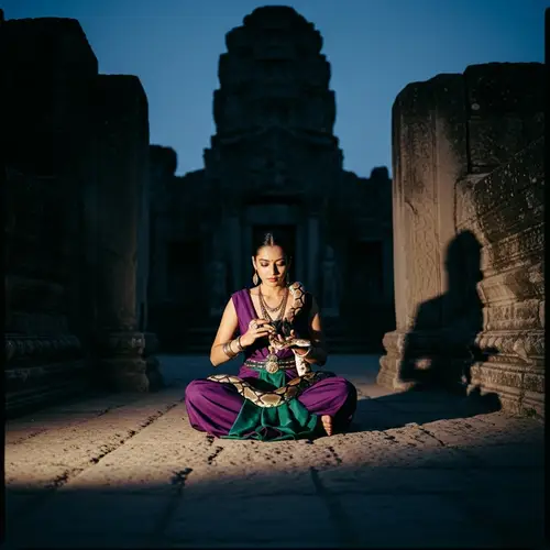 Mystical Twilight at Ancient Temple Ruins