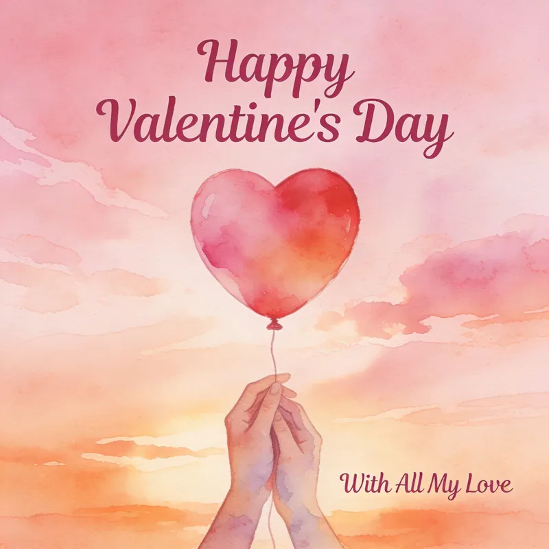 Dreamy Valentine's Card with Heart Balloon