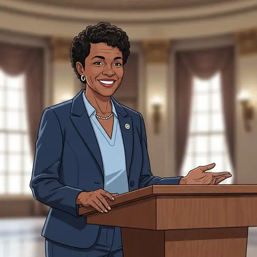 Female Black Politician Giving Public Speech Illustration