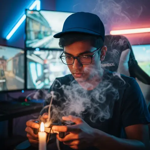 South Asian Gamer in Neon Lit Room | Multiple Screens