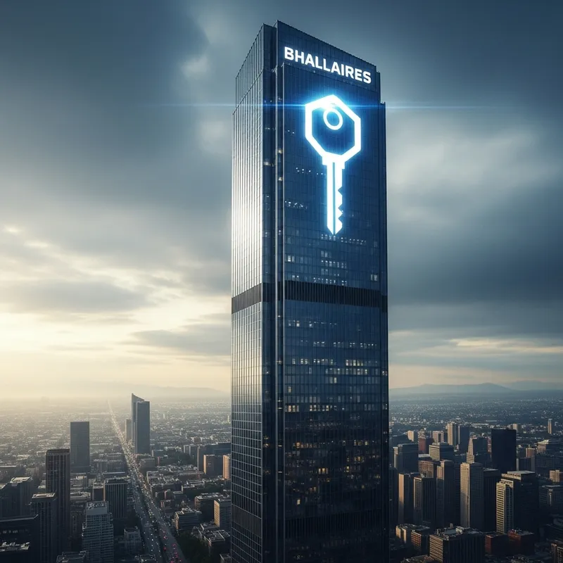 Digital Security Key Sign on Villain's Skyscraper