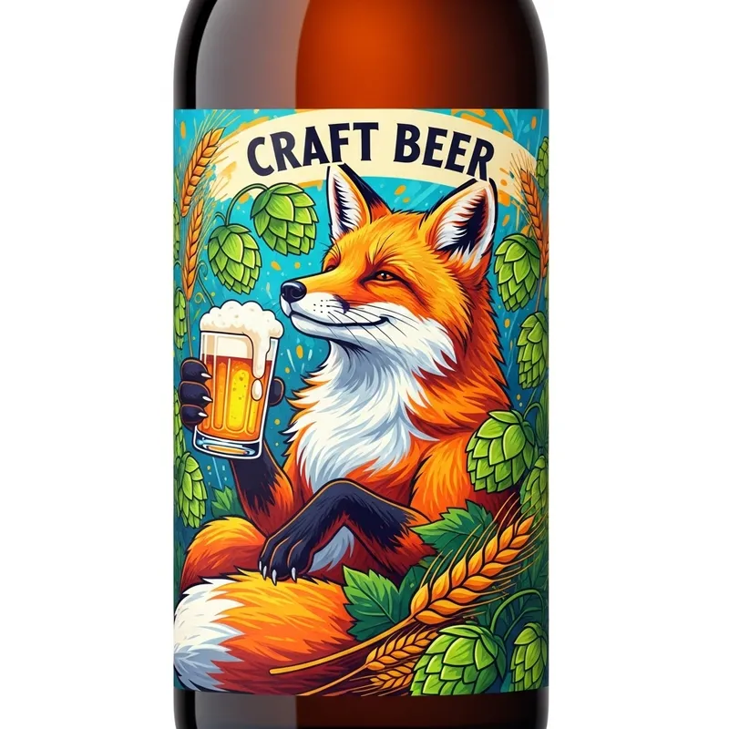 Craft Beer Fox Illustration | Vibrant Brewery Label Design