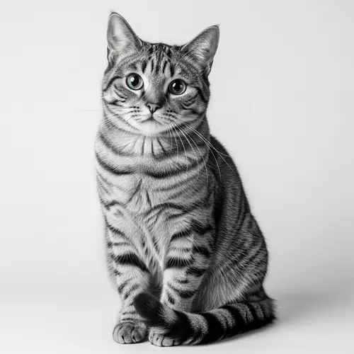 Beautiful Short-Haired Cat with Bright Eyes - Calm and Curious