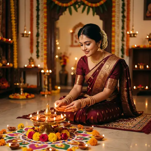 Elegant Festival Celebration Portraits with Diyas