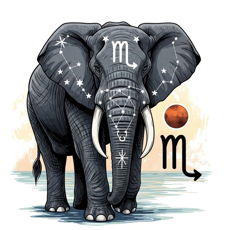 Graceful Elephant with Scorpio Symbol and Mars Image