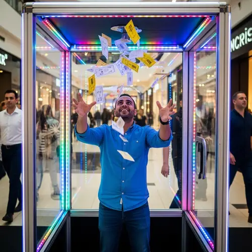 Interactive Ticket Booth in Shopping Mall with LED Lights