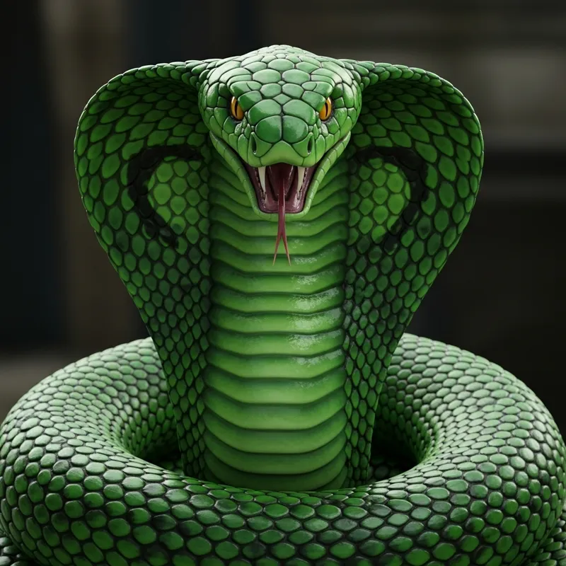 3D Furious Green Cobra in Attack Position