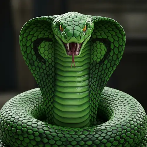 Furious Green Cobra in Attack Position | 3D Image