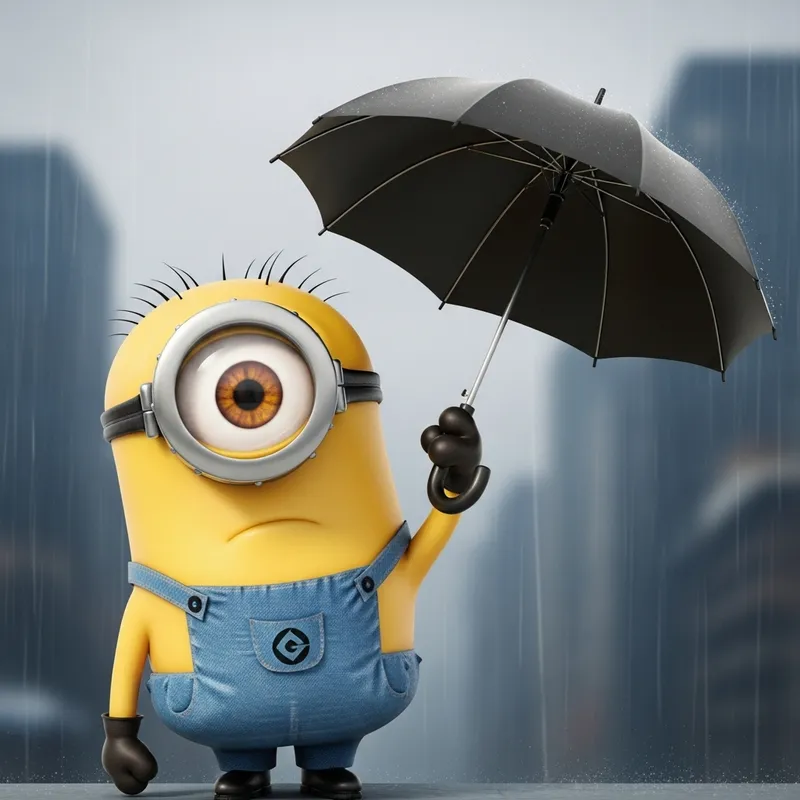 Cute Minion with Umbrella | Charming Cartoon Character