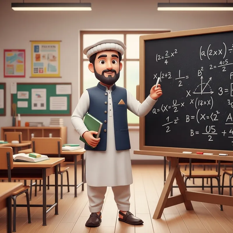 Pakistani Male Teacher in 3D Cartoon Form