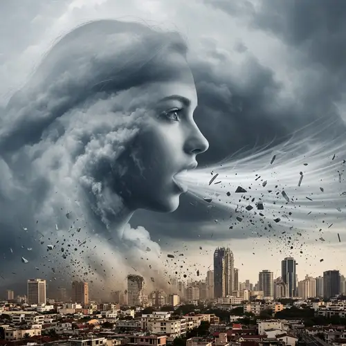 Female Stormcloud Unleashes Gale Force Winds, City Destroyed