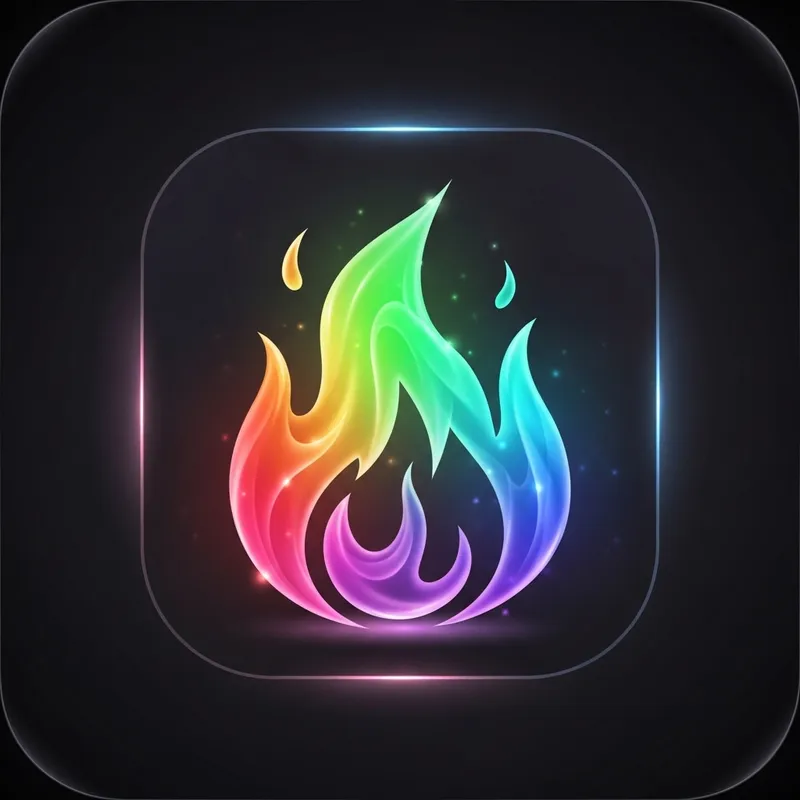 Futuristic Rainbow Realistic Fire Notification Icon
