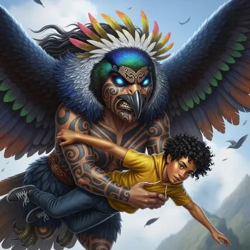 Kurangaituku: Maori Bird Woman Mythology with Blue Eyes and Feathers