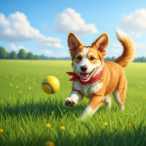 Cute Dog Playing in Green Meadow | Joyful Pet in Action