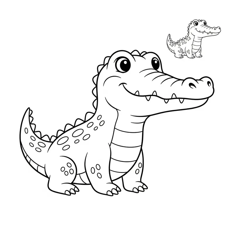 Cute and Friendly Crocodile Coloring Image