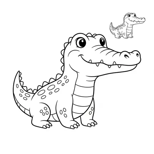 Cute Crocodile Coloring Page for 1-Year-Olds