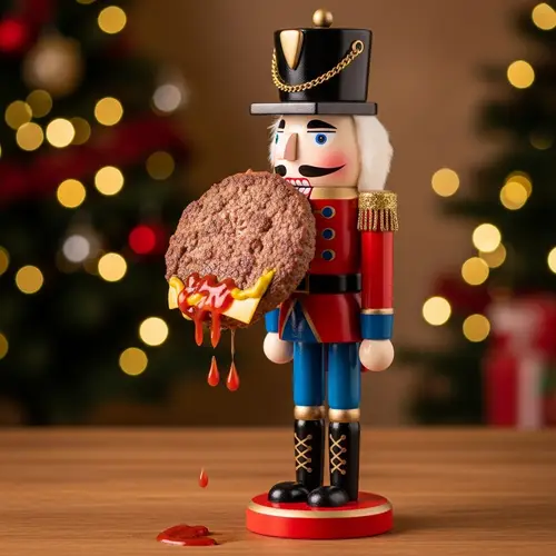 Nutcracker Eating Meat Patty