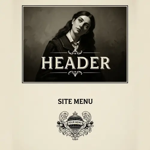 Vintage Digital Painting of Site Header and Menu | Chiaroscuro Lighting & Intricate Details
