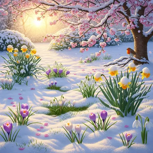 Blooming Garden on an Early Spring Morning