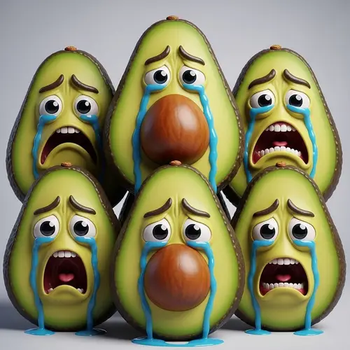 Crying Avocado Faces - Realistic and Cartoonish
