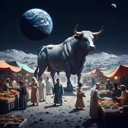 Otherworldly Bull Market on Moon's Rocky Terrain