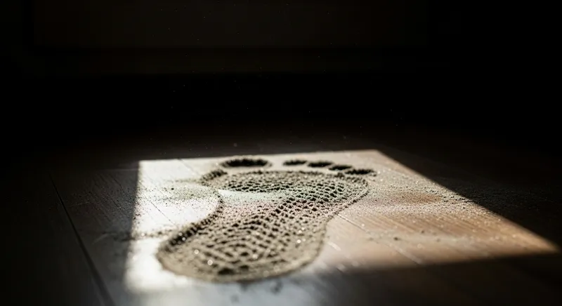 Intricate Dust Footprint Near Window - High Detail Image for Mystery Enthusiasts