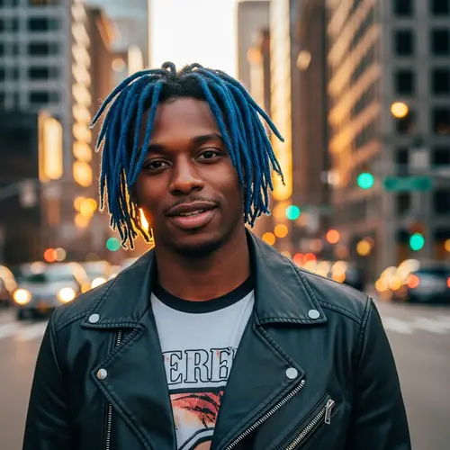 Black Man with Blue Hair - Striking Visual Portrait