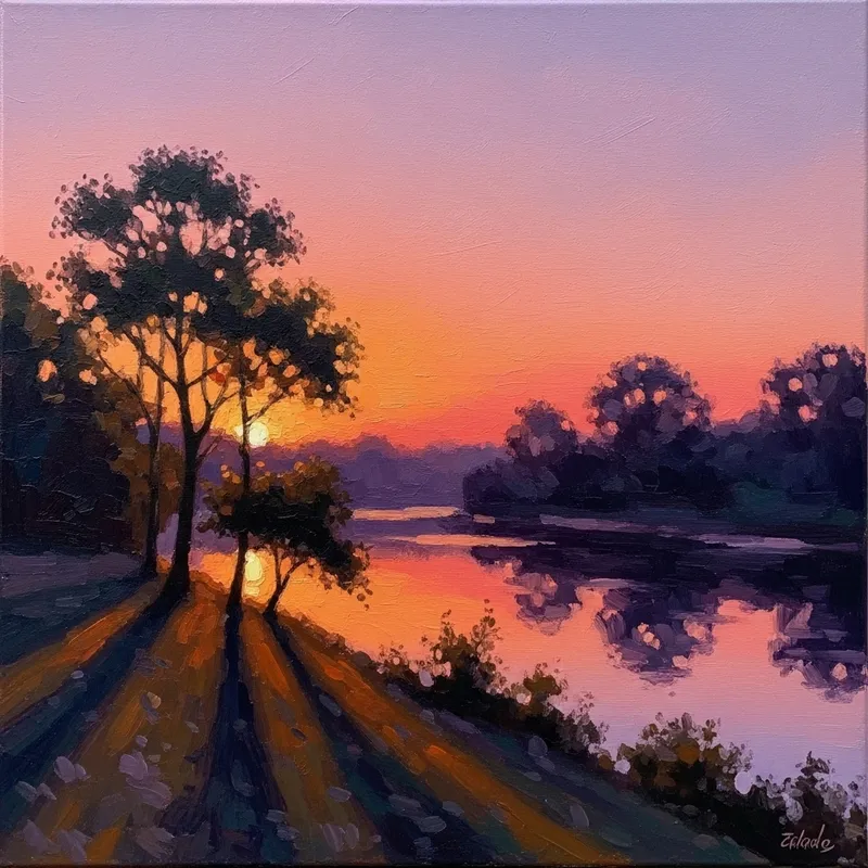 Impressionist Sunset Painting – Nature’s Dazzling Display