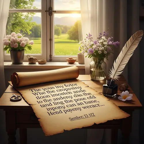 Vintage Bible Verse Inscribed on Scroll