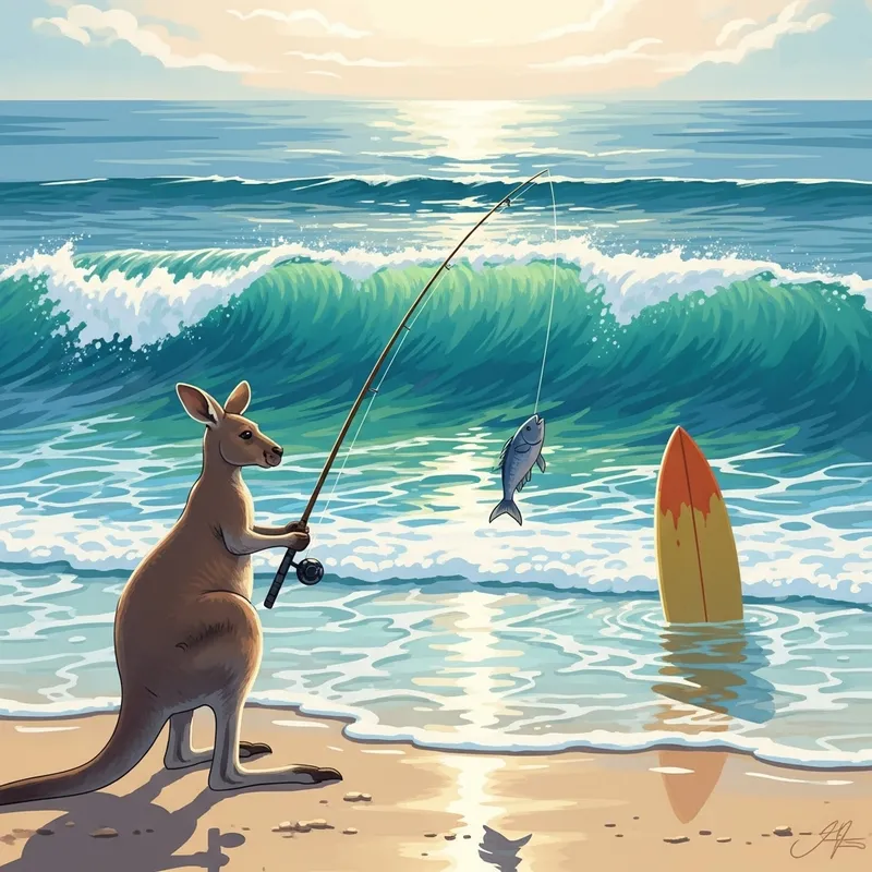 Kangaroo Fishing Adventure by the Ocean Kangaroo Fishing Adventure by the Ocean
