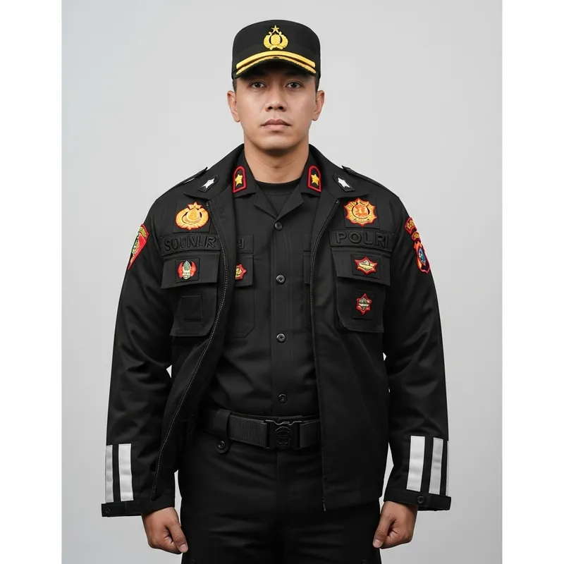 Professional Black Indonesian Police Force Uniform