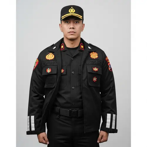 Indonesian Police Force Uniform - Professional Black Attire