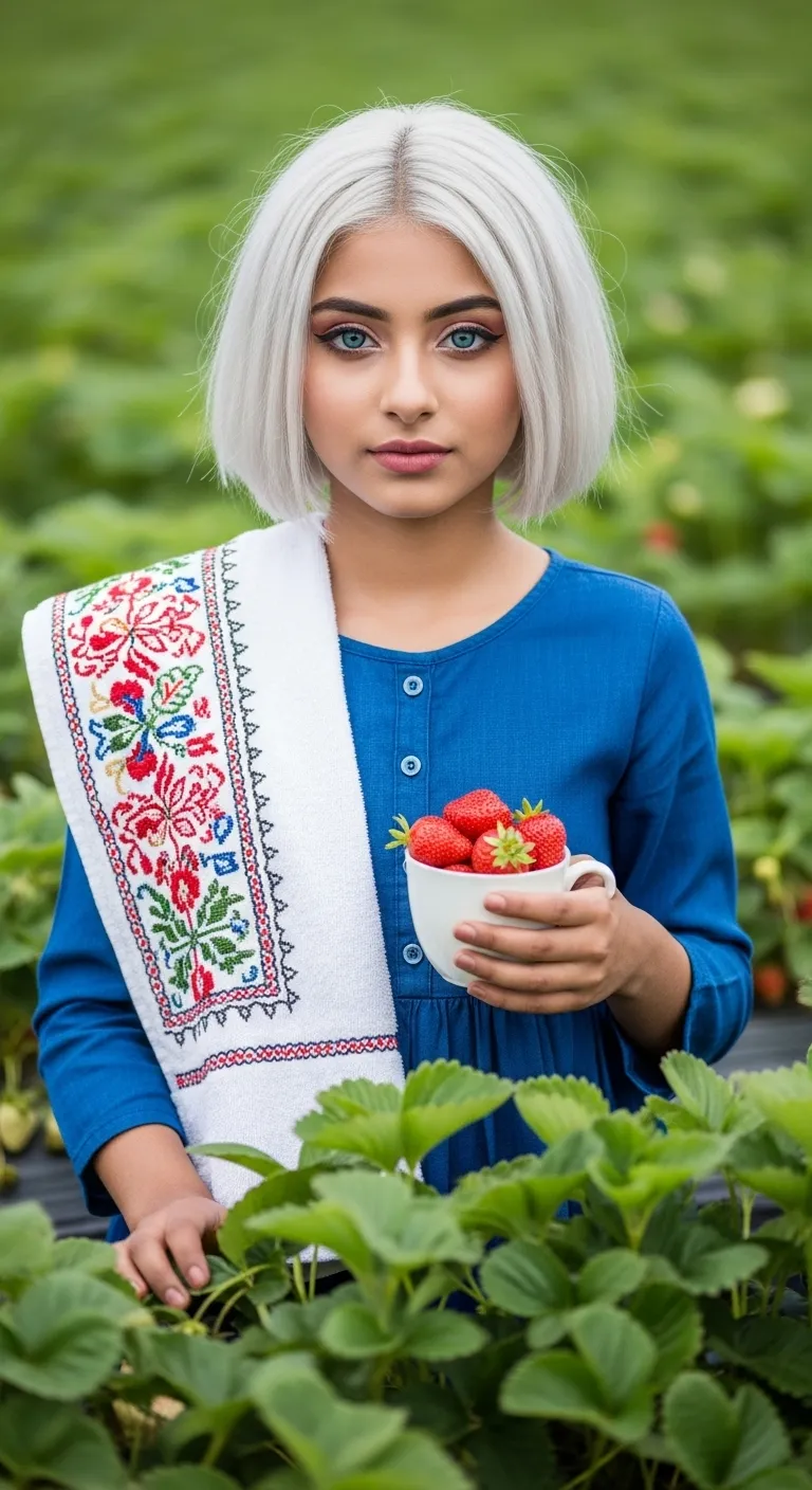 Luscious Strawberry Field Portrait of a Unique South Asian Girl